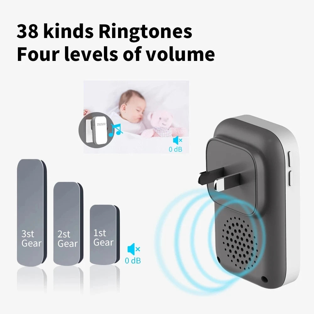Outdoor Waterproof Long-Distance Self Powered Wireless Doorbell Without Battery Household RF433 Kinetic Door Bell