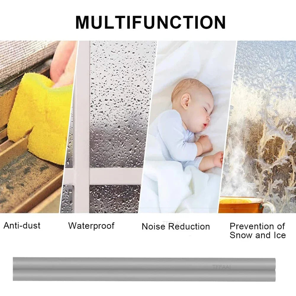 5m/10m Weather Stripping Door Seal Strip Type D Self-adhesive Draft Stopper Tape Window Insulation Noise Rubber Sealing Strip