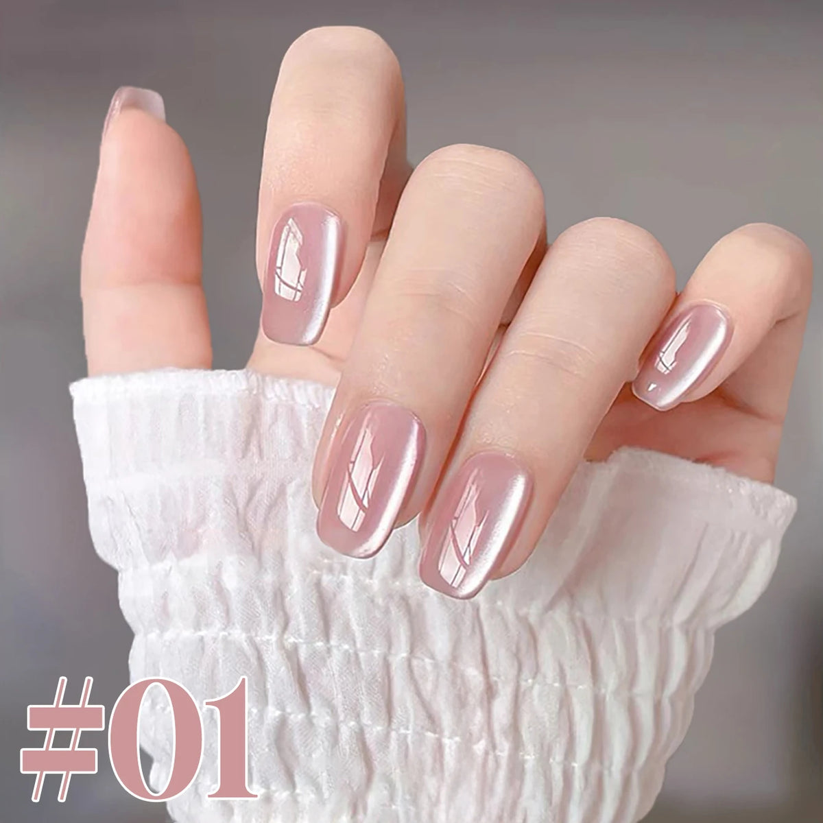 MN 2026 Valley of Wind Cat Eye Gel Nail Polish Icy Blue Pink Tone with Glass Beads Satin Porcelain White Fine Magnetic Powder