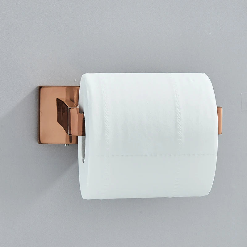 Rose Golden Accessories Set Wall-mounted Stainless Steel Clothes Hook Toilet Paper Holder Towel Bar Bathroom Hardware