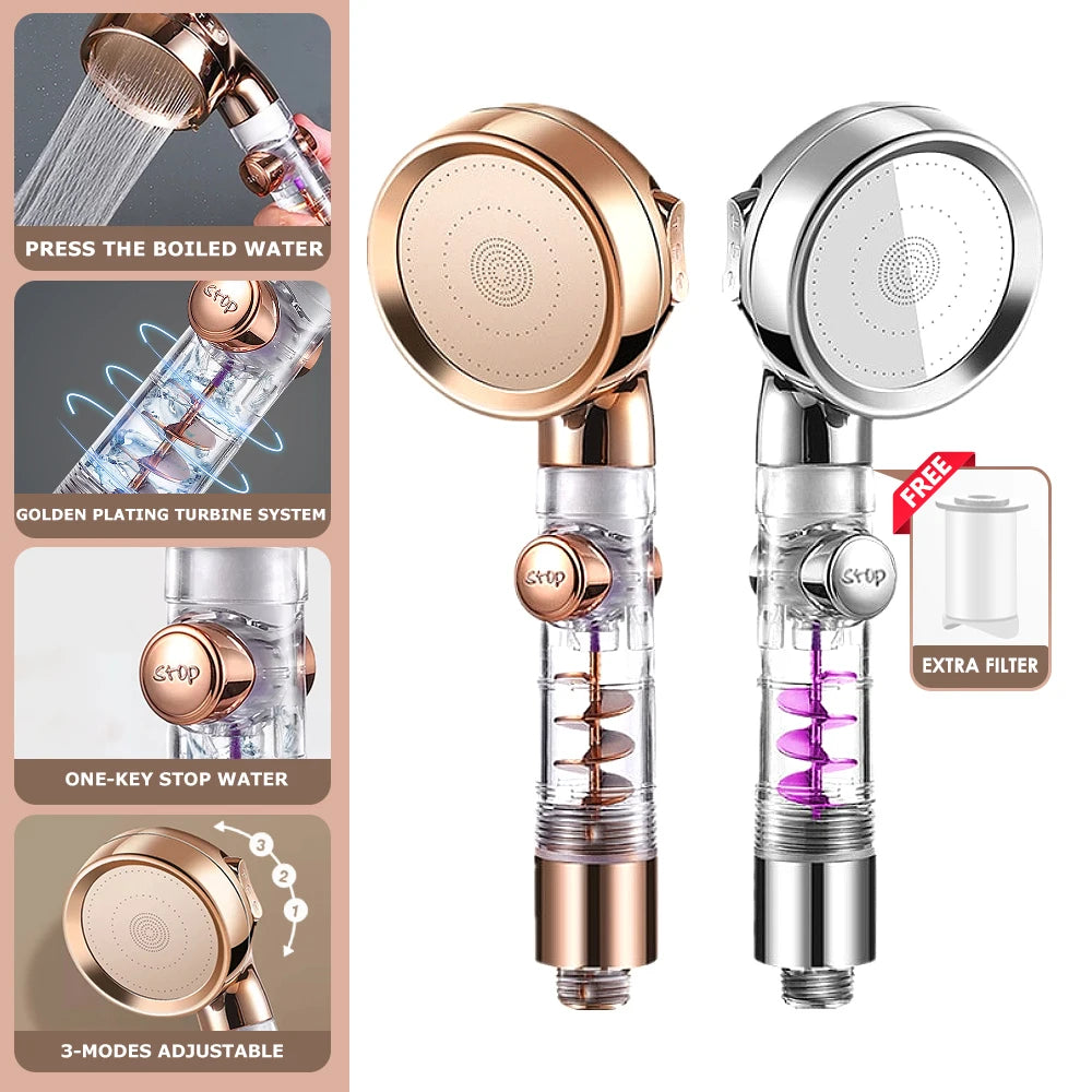 Turbocharged High Pressure Shower Head With 3 adjustable modes Rainfall Shower,Rainfall Spray For Bathroom Accessories