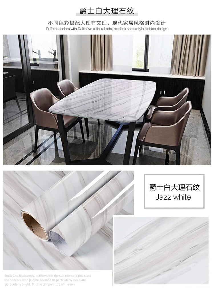 60cm Kitchen oil sticker self-adhesive marble pattern waterproof cabinet stove countertop wallpaper desktop bathroom renovation