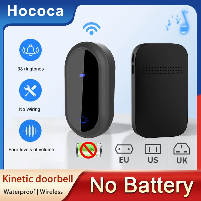 Outdoor Waterproof Long-Distance Self Powered Wireless Doorbell Without Battery Household RF433 Kinetic Door Bell