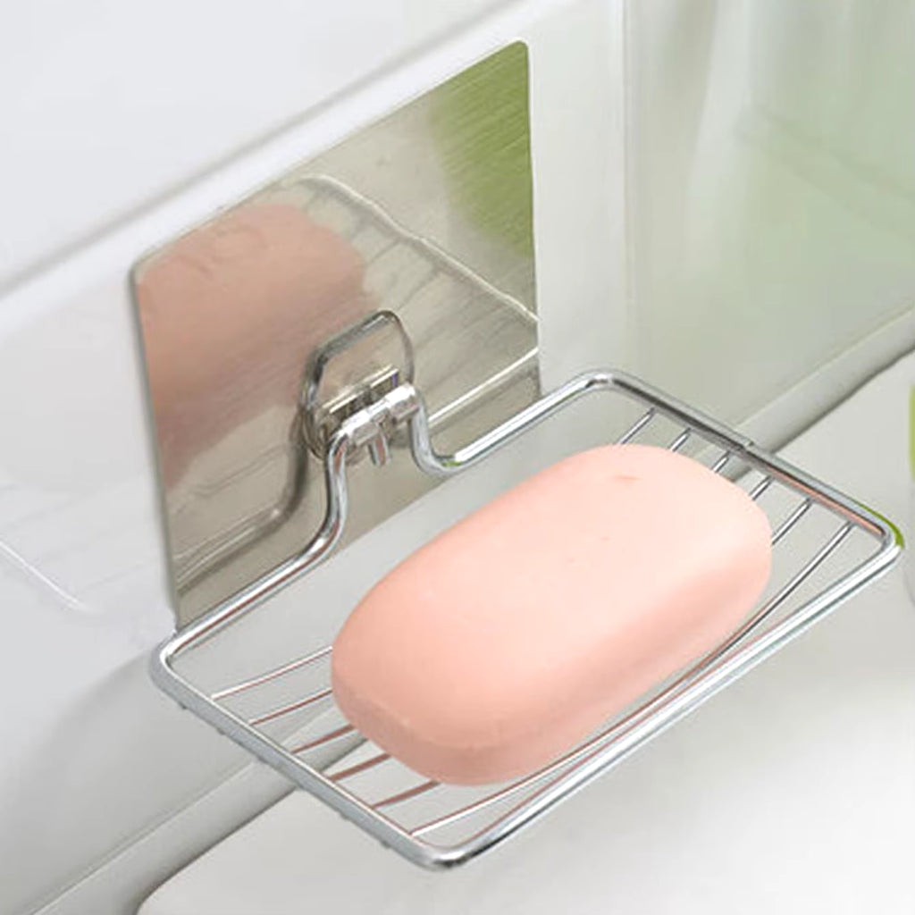 Wall-Mounted Stainless Steel Soap Rack with Drainage Shelf for Bathroom
