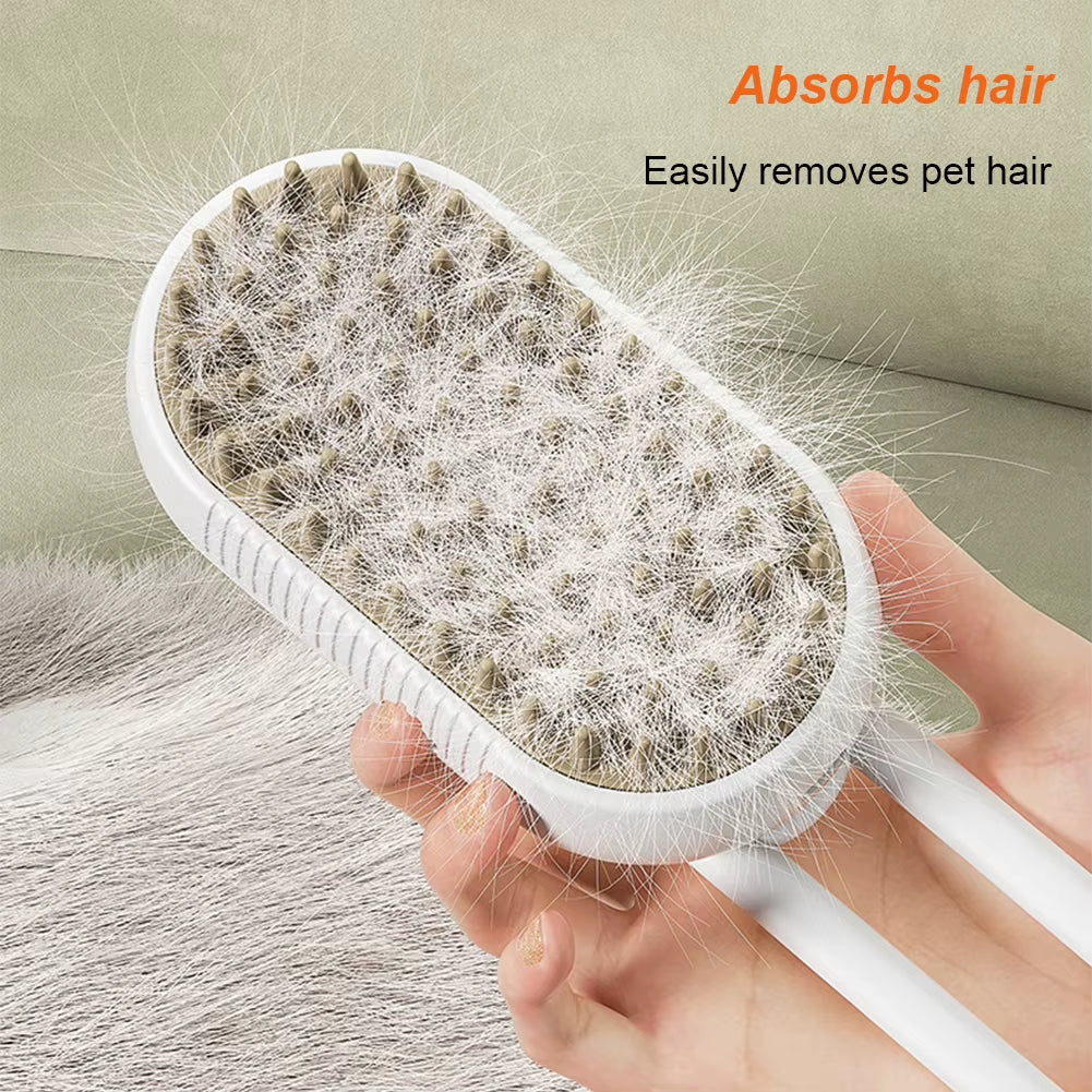 3-in-1 Electric Pet Grooming Brush with Steam Spray and Massage Functions for Dogs and Cats
