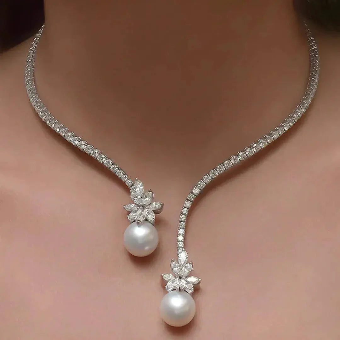 Collana Elegante E Lucente Con Perle in Argento Sterling