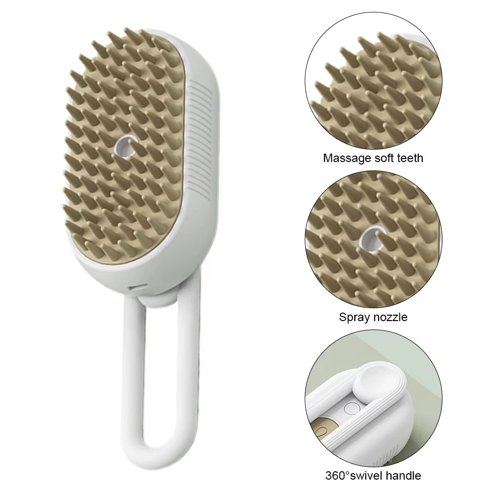 3-in-1 Electric Pet Grooming Brush with Steam Spray and Massage Functions for Dogs and Cats